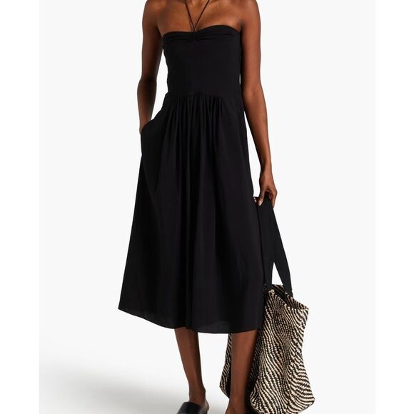 Vince Ruched Halter Rayon Blend Midi NWT M $445 - Picture 4 of 5